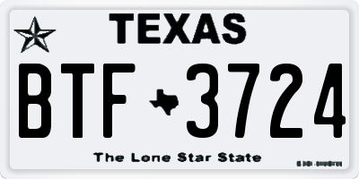 TX license plate BTF3724