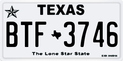 TX license plate BTF3746