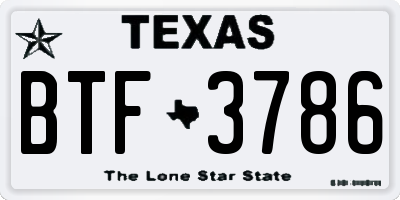 TX license plate BTF3786