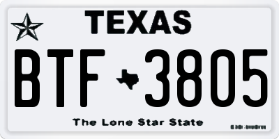 TX license plate BTF3805