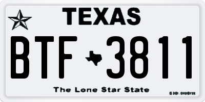 TX license plate BTF3811