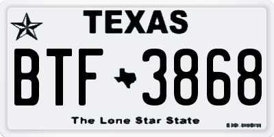 TX license plate BTF3868