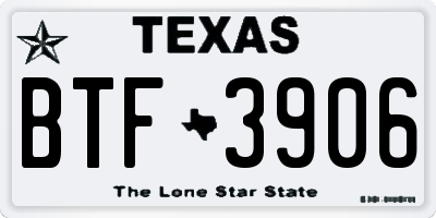 TX license plate BTF3906