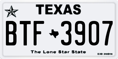 TX license plate BTF3907