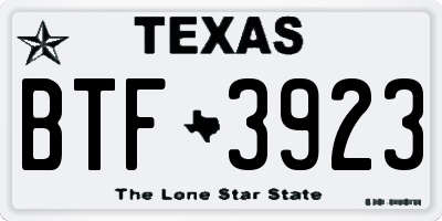 TX license plate BTF3923
