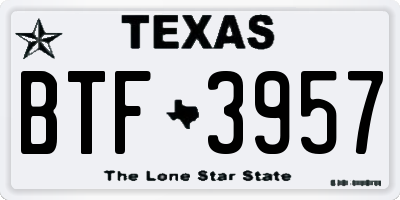 TX license plate BTF3957