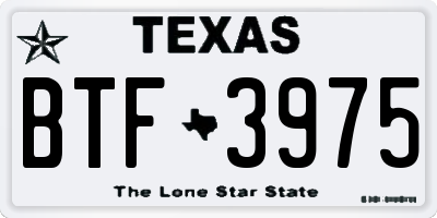TX license plate BTF3975
