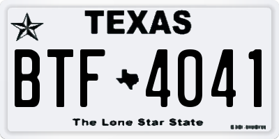 TX license plate BTF4041