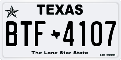 TX license plate BTF4107
