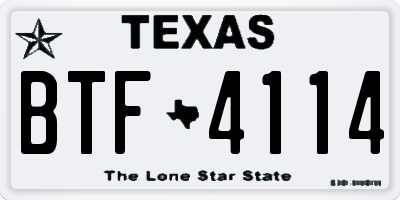 TX license plate BTF4114