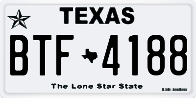 TX license plate BTF4188