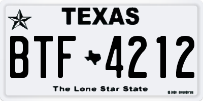 TX license plate BTF4212