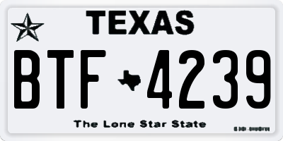 TX license plate BTF4239