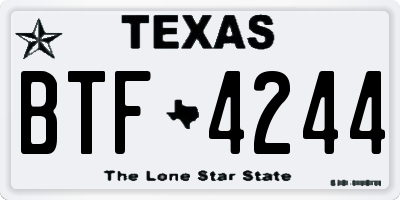 TX license plate BTF4244