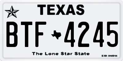 TX license plate BTF4245
