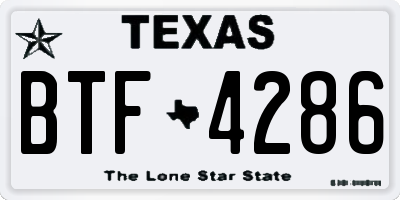 TX license plate BTF4286
