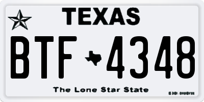 TX license plate BTF4348