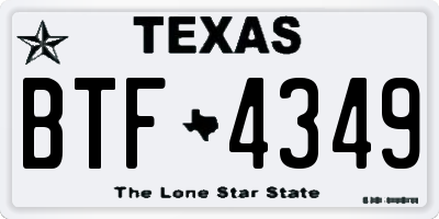 TX license plate BTF4349