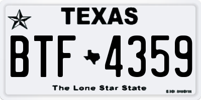 TX license plate BTF4359