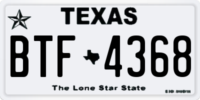 TX license plate BTF4368