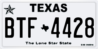 TX license plate BTF4428