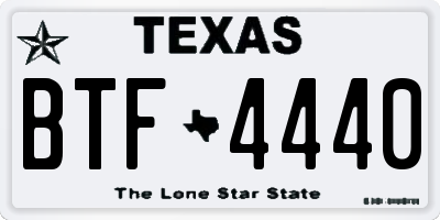 TX license plate BTF4440