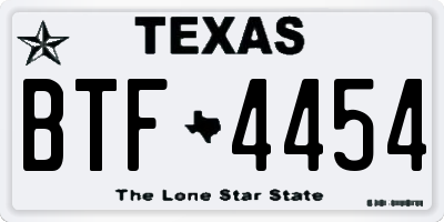 TX license plate BTF4454