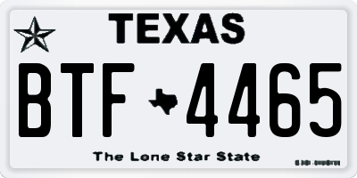 TX license plate BTF4465