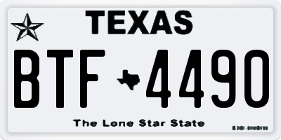 TX license plate BTF4490