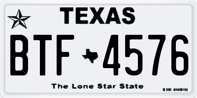 TX license plate BTF4576