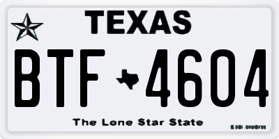 TX license plate BTF4604
