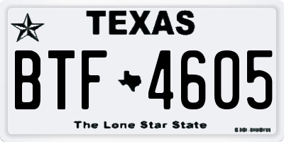TX license plate BTF4605
