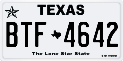 TX license plate BTF4642