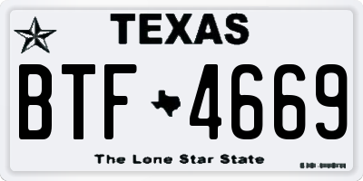 TX license plate BTF4669