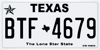 TX license plate BTF4679