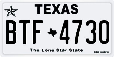 TX license plate BTF4730