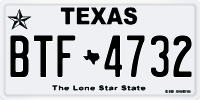 TX license plate BTF4732