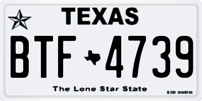 TX license plate BTF4739