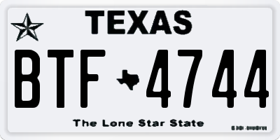 TX license plate BTF4744