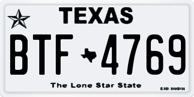 TX license plate BTF4769