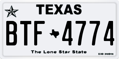 TX license plate BTF4774
