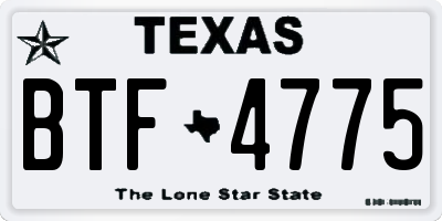TX license plate BTF4775