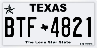 TX license plate BTF4821