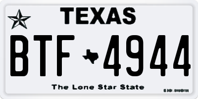 TX license plate BTF4944