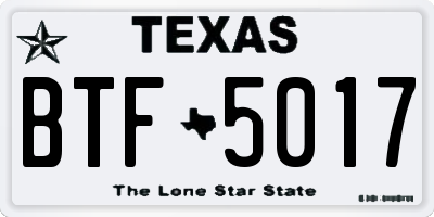 TX license plate BTF5017