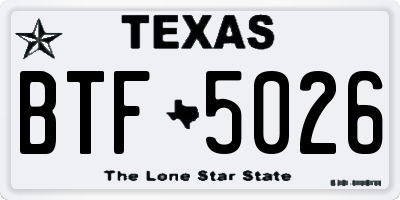 TX license plate BTF5026