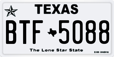 TX license plate BTF5088