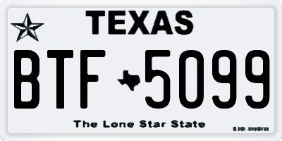TX license plate BTF5099