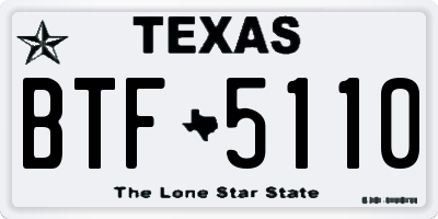 TX license plate BTF5110