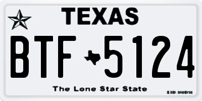 TX license plate BTF5124